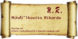 Mihálkovits Rikarda névjegykártya